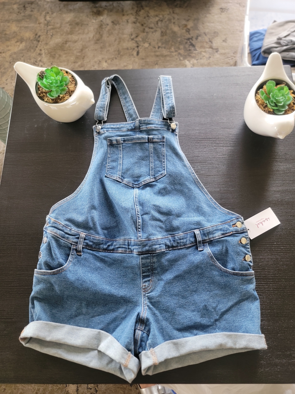 Isabel Maternity Denim Short Overalls Light Blue Sz 2,6,8,10 & 16 (Retail$35)